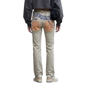 Blue Moon Blue RARE Find Japanese Stone Khaki Graphic Back Low Rise Pants  27